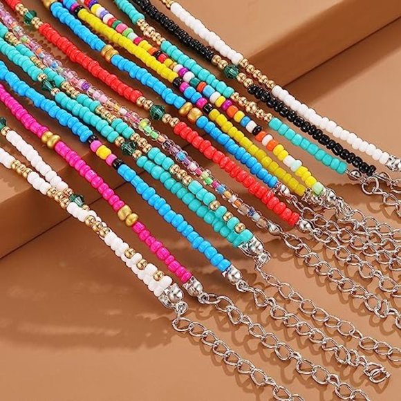 4 Pcs Handmade Beaded Anklets for Women Girls - Picture 3 of 6